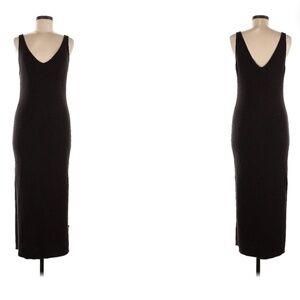 H&M Divided NWT Black Ribbed  V Neck Strappy  Bodycon Sheath Dress SZ M